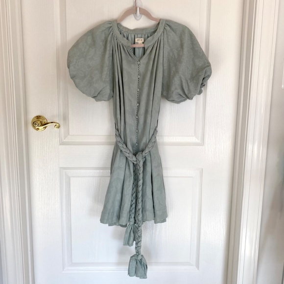 NWT Red Dress Boutique Sage Puff Sleee Dress - Picture 5 of 14